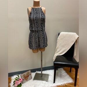 American Eagle Black & White Boho Medallion Aztec Spaghetti Strap Romper Small